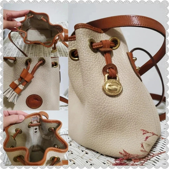 Dooney Bourke | Vintage Tan Bone Mini Drawstring Bucket Crossbody Bag - Picture 5 of 5